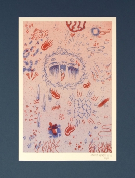 Scratched Risograph print Arthur Plateau 