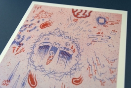 Scratched Risograph print Arthur Plateau 